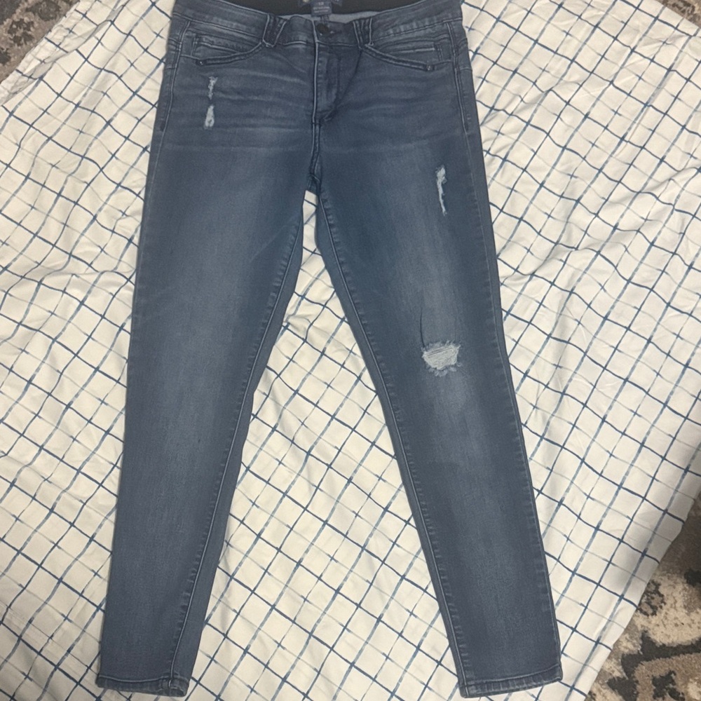 Democracy Faded Blue Skinny Jeans with Distressed Details